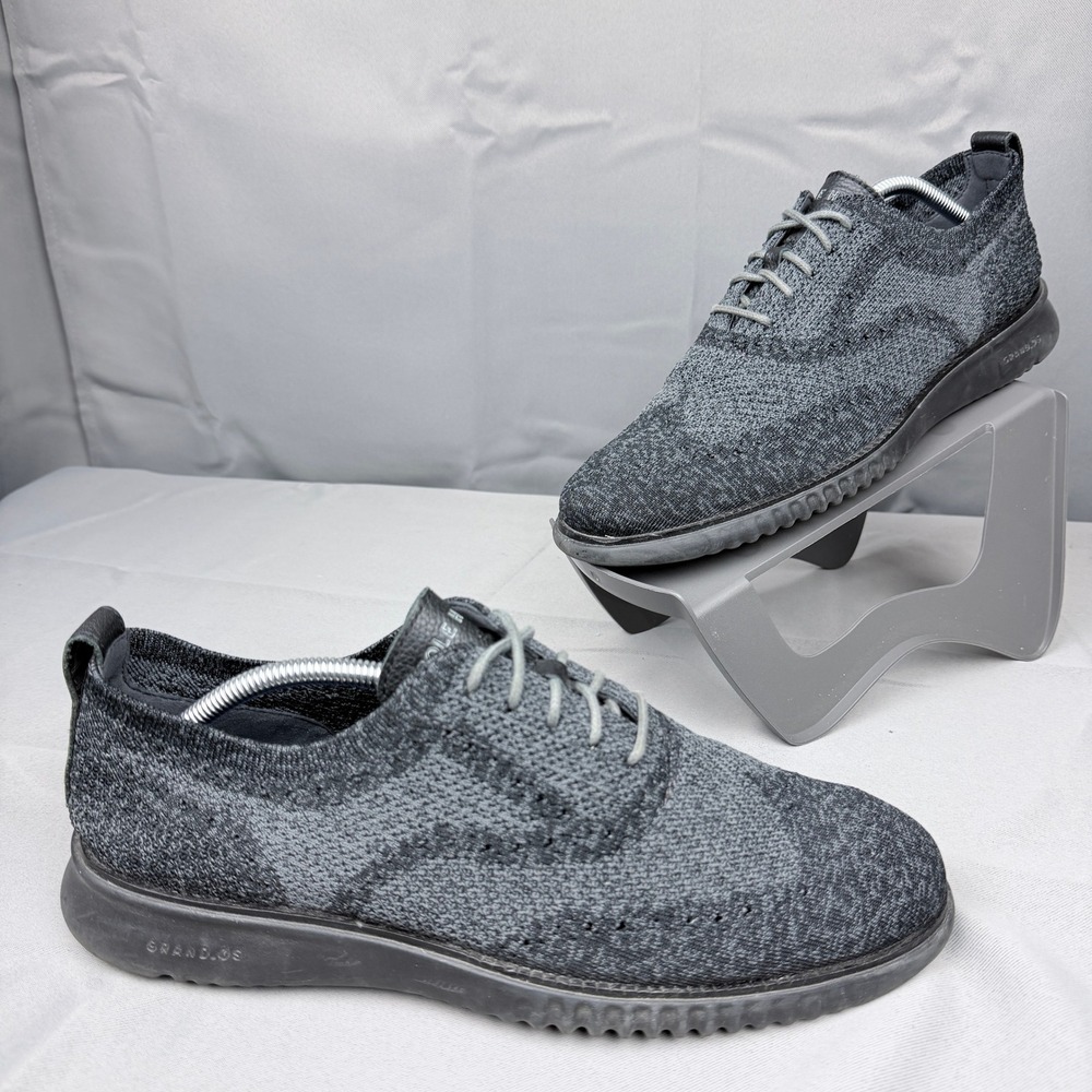 Cole Haan Zerogrand Wingtip Oxford Grey Black Knit Shoes C27563 Mens 10M